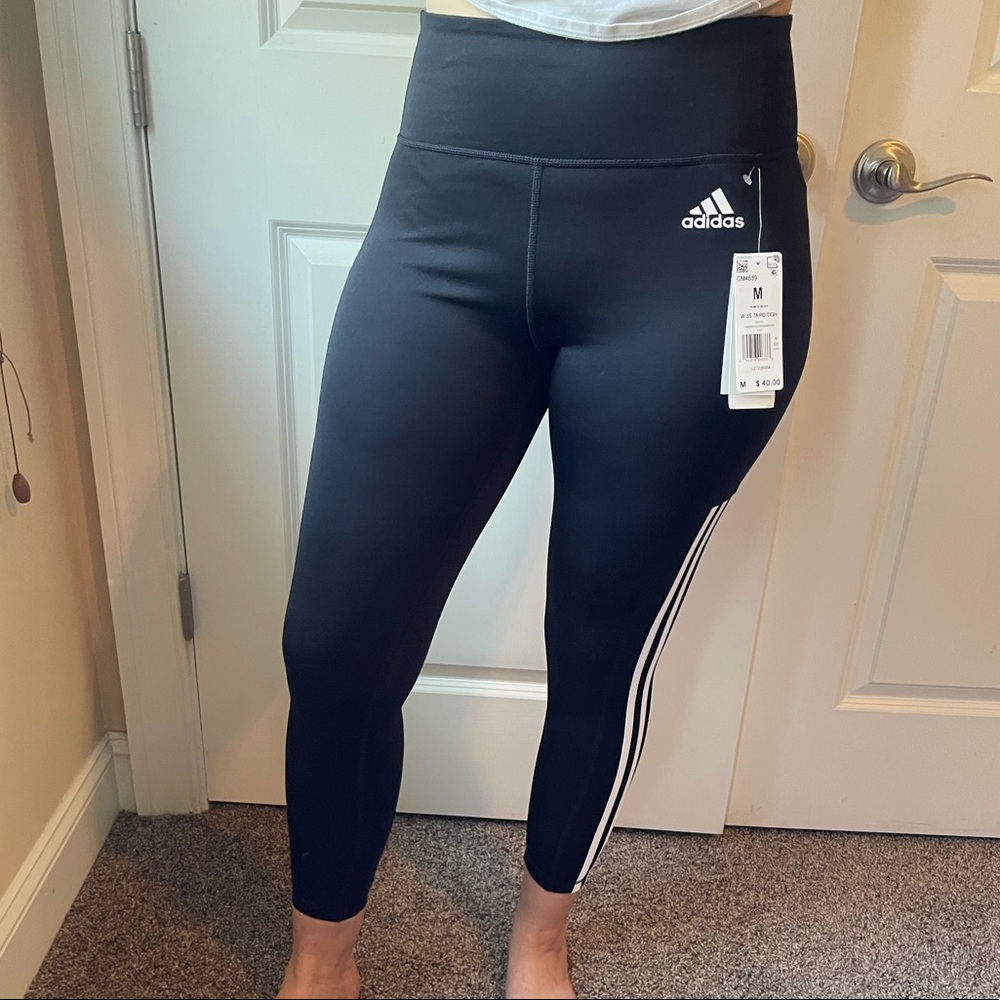 Adidas Primegreen Aeroready 7/8 Length High Rise Leggings with Side Stripe